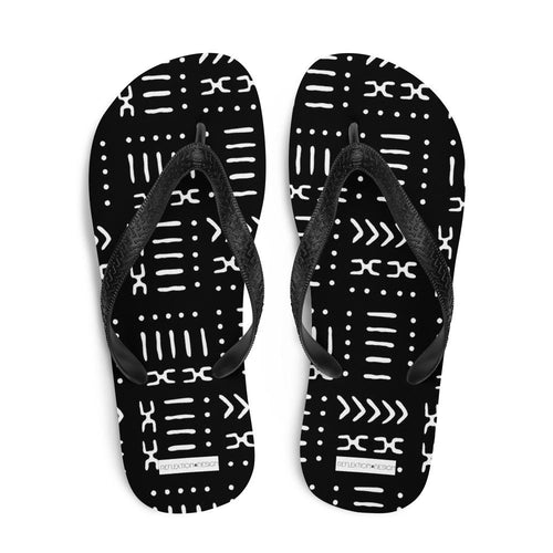 Black White Mud Cloth Pattern Flip-Flops