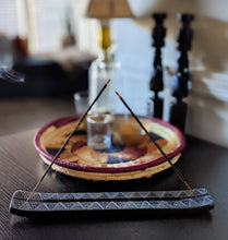 black mud cloth pattern soapstone incense burner