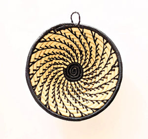 Small Black Beige Woven African Basket