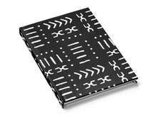 black mud cloth hard cover journal lined