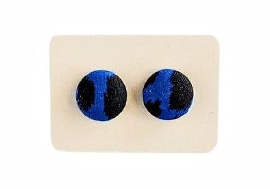 blue animal print small button earrings