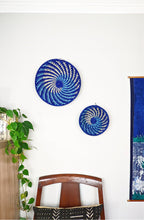 Set of 2 Blue Woven Raffia Baskets