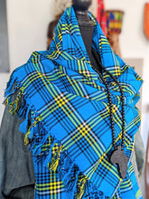 light blue yellow maasai african shawl