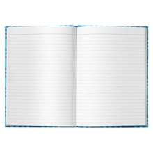 Open view hard cover journal with lined pages and African pattern 