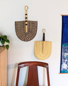 Navy Blue Woven Hand Wall Fan