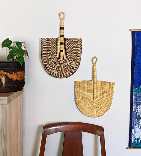 Set of 2 Woven Wall Fans Navy Blue (HSN Collection)
