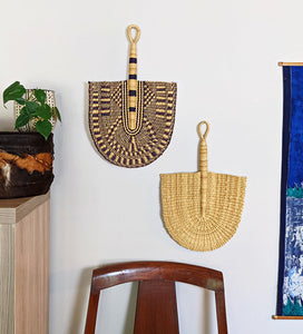 Set of 2 Woven Wall Fans Navy Blue (HSN Collection)