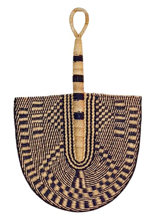 Navy Blue Woven Hand Wall Fan