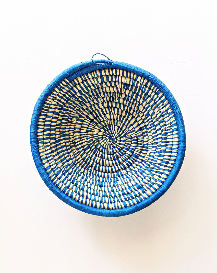 Small Blue Woven African Basket