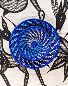 blue woven african basket