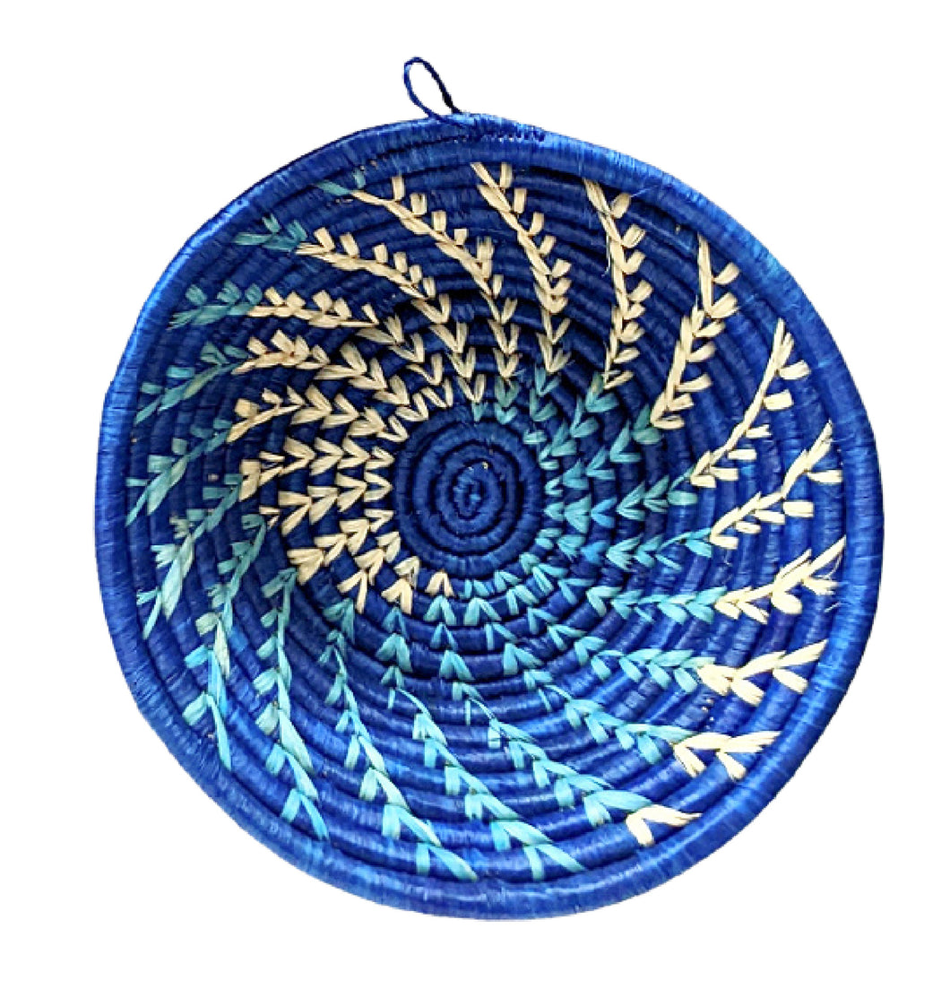 Small Blue Woven African Basket