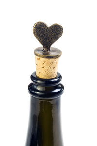 {Imperfections} Brass Hearts Wine Bottle Cork Set