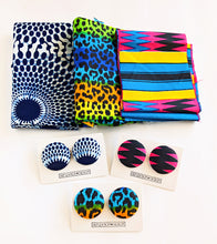 Blue Ankara Fabric Button Earrings
