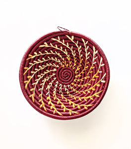 Burgundy  Woven African Basket