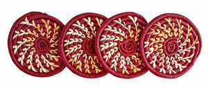 Burgundy Woven Raffia Coasters