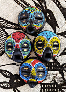 Round Wood Beaded Mask B