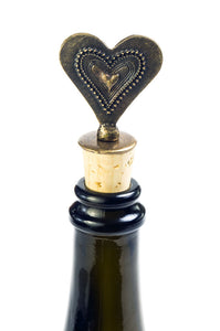 Brass Hearts Wine Bottle Cork Set