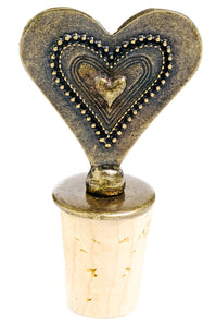 Brass Hearts Wine Bottle Cork Set