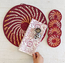 tableware burgundy red african inspired