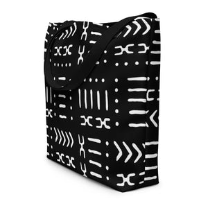 large-black-white-african-print-beach-bag