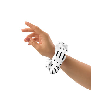 white ankara fabric wrist scrunchie
