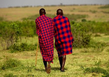 men in red african fabric throw blanket