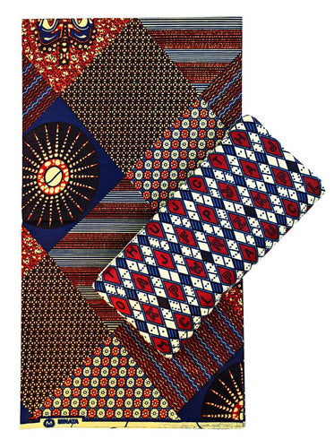 Navy Blue Brown Ankara Fabrics Bundle