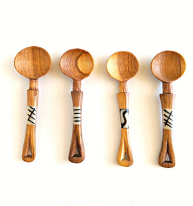 Mini Olive Wood Spoons Bone Inlay