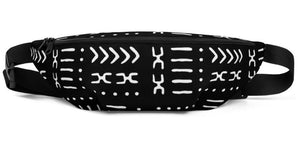 black white mud cloth pattern fanny pack