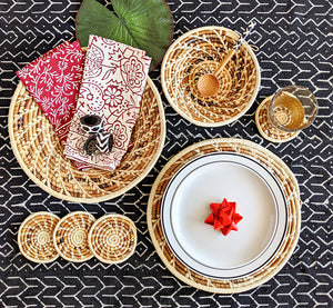 boho woven table decor basket coaster