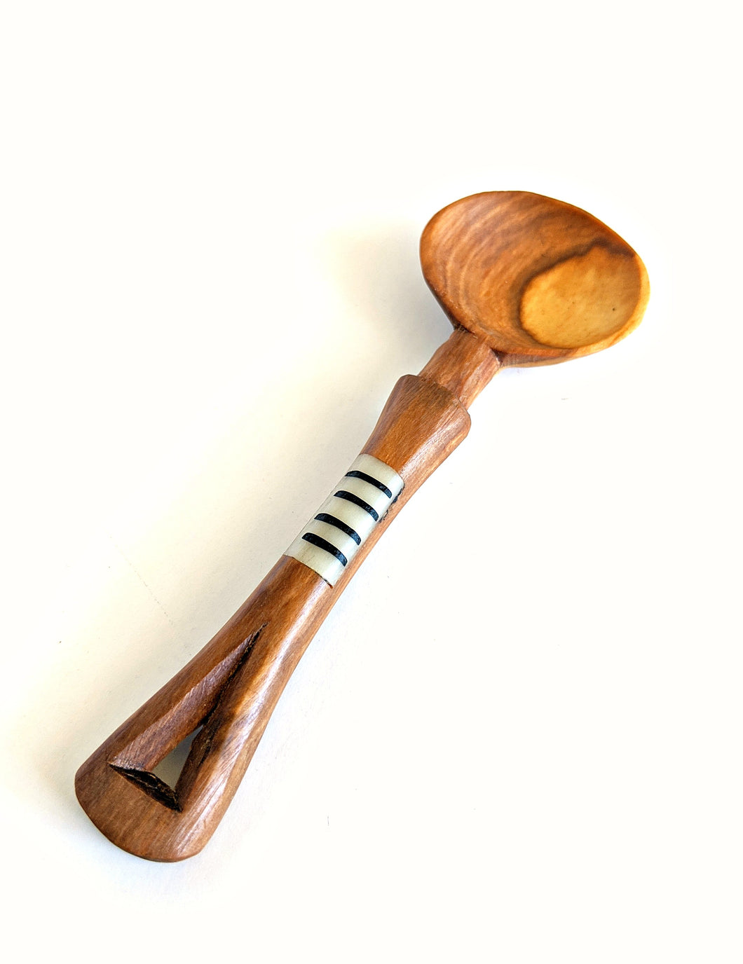 Mini Olive Wood Spoon Bone Inlay