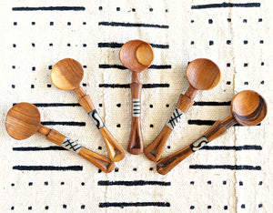 Mini Olive Wood Spoons Bone Inlay