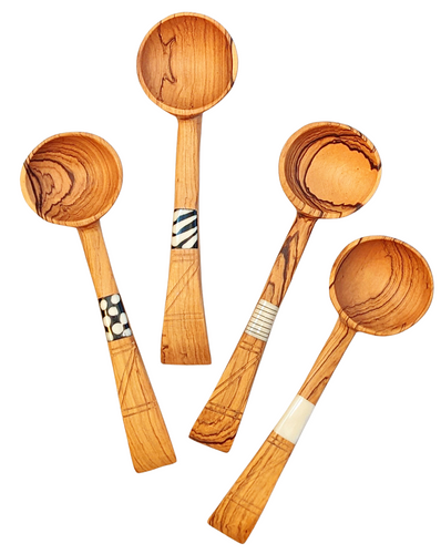 {Imperfections} Large Olive Wood Spoon Curved Handle