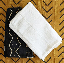 Black and plain white mud cloth fabric