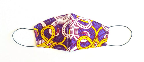 Masque facial en tissu AfricanPrint vert violet XL