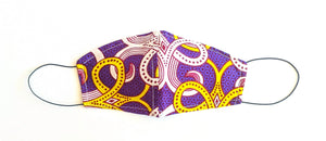 XL Purple Green AfricanPrint Fabric Face Mask