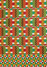 Tissu Ankara à motif Kente rouge noir vert 2 yards