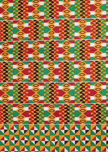 Red Black Green Kente Pattern Ankara Fabric 2 Yards