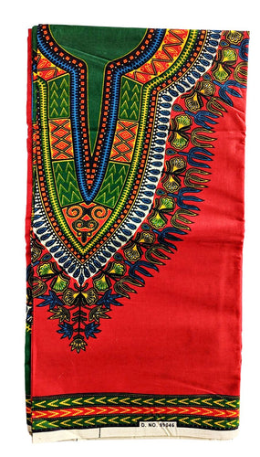 Red Dashiki Ankara Fabric 2 Yards