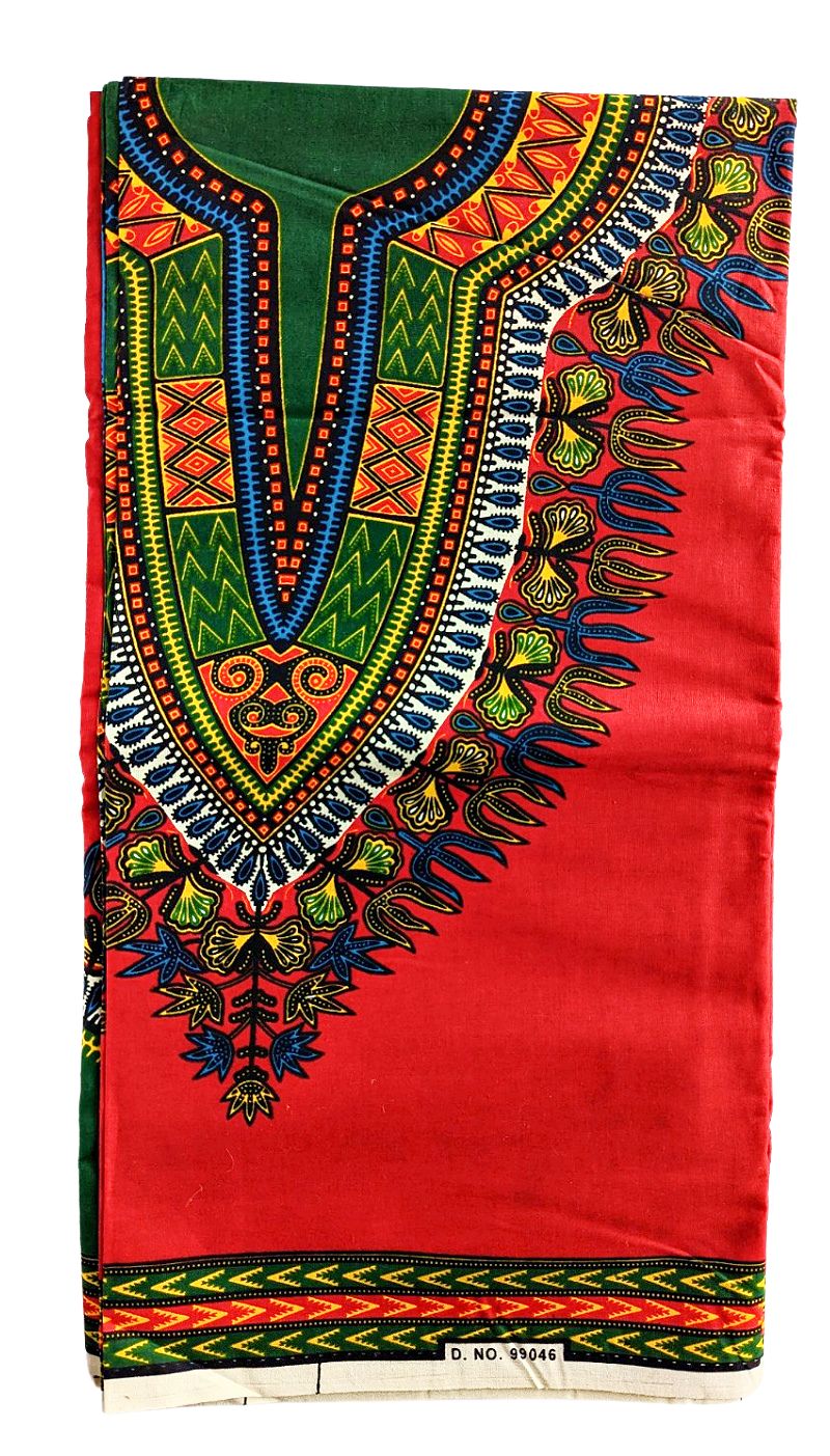 Red Dashiki Ankara Fabric 2 Yards