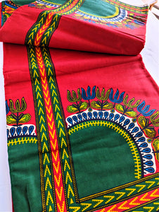 Red Dashiki Ankara Fabric 2 Yards