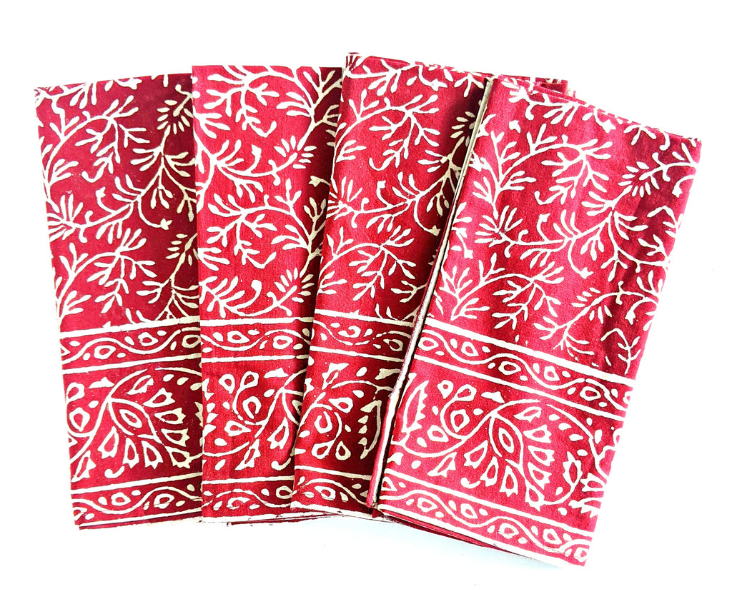 Cranberry Red Block Print Dinner Napkins - Set of 2 – Reflektion Design