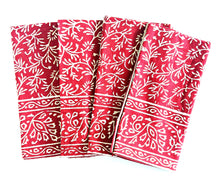 Cranberry Block Print Dinner Napkins