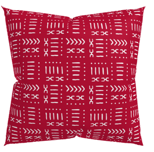 Red White Mud Cloth Pattern Pillows