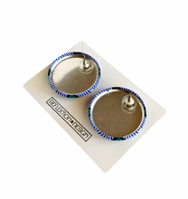 Blue Ankara Fabric Button Earrings