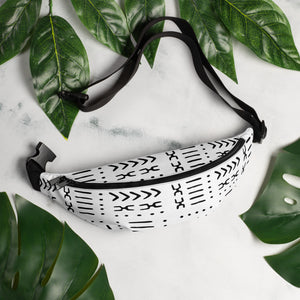 white black mud cloth pattern waistbag