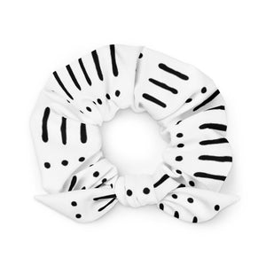 white Ankara fabric scrunchie