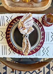 white block print dinner napkins