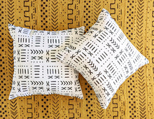 white mud cloth pattern pillows lumbar square