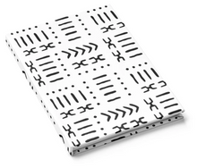 white mud cloth hard cover journal lined